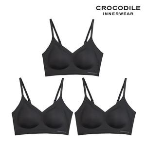 [크로커다일] 감탄브라 소프트 쿨인견 쉘론 패드일체형 스트랩 브라3종 블랙 CDWBR5N1