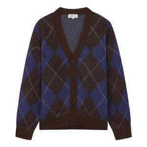 [지이크] 아가일 브이넥 가디건 블루 (PHUCH8061)