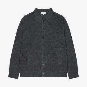 [지이크] 세로 변형 조직 카라 가디건 멜란지그레이 (PJUCH8004)