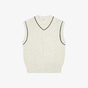 [지이크] 케이블 브이넥 니트 베스트 아이보리 (PHUCX8048)