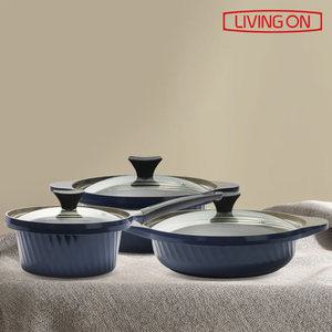 리빙온 스톤코팅 세라믹 냄비 3종세트(18편수+ 20양수+ 24전골)