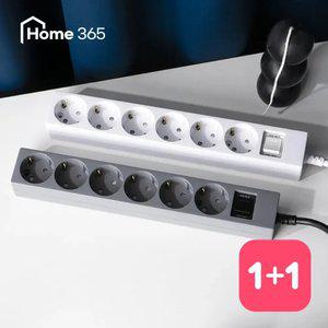 [1개+1개] 홈365 국산 과부하차단 멀티탭 6구 5m / 16A
