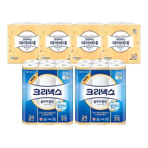 크리넥스 3겹 울트라클린, 25m, 24롤, 2개+마이비데 키즈 캡, 42매, 4입, 4개