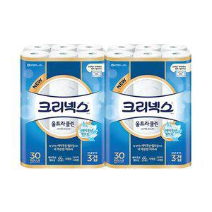 [크리넥스] 3겹 울트라클린, 27m, 30롤, 2개