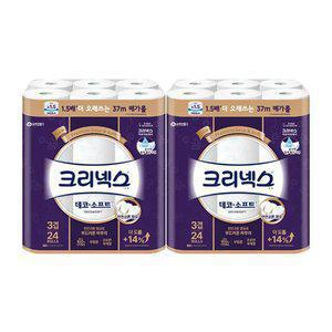 [크리넥스] 3겹 데코&소프트, 37m, 24롤, 2개