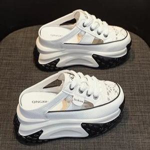 여성 여름 통굽 리얼가죽 스트랩 키높이샌들 발편한 패션 샌들