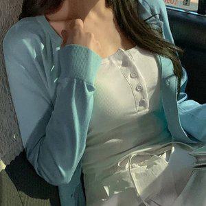 루어스 베이직 소프트 자개 니트 가디건 아우터 데일리룩 출근룩