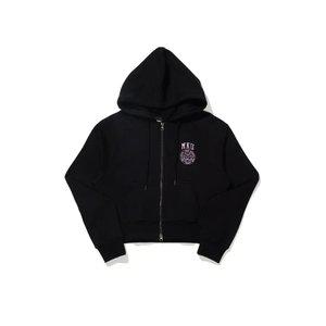 여성 크롭 래글런 후드 집업 블랙 (MHIBH8653)