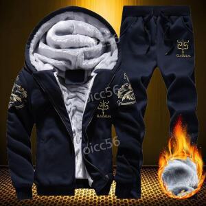 가을과 겨울 신상 남성 기모 두꺼운 노인 후드티 스포츠 투피스 세트 조거 트레일러닝