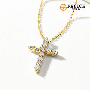 [펠리체골드] 18K 모이사나이트 크로스 목걸이