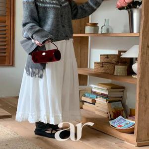 (러블리무드/하체커버템/여리핏) 에이미 기모 프릴 올밴딩 롱 스커트 sk7545