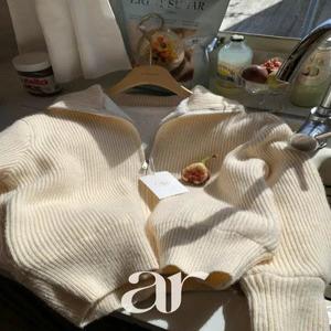 (MADE/양털안감) 투웨이 지퍼 카라 하이넥 양털안감 니트 집업 겨울니트 데일리룩 데이