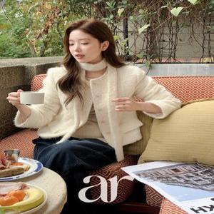 (트위드) 리본버튼 타이 부클 테리 누빔 트위드자켓 겨울자켓 하객룩 연말룩 jk3023