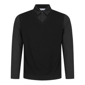 [톨비스트] (남성)스카시 니트 하이브리드 카라 티셔츠_GADF7-MKC160_BK1