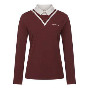 [톨비스트] (여성)브이라인 포인트 배색 하이넥 티셔츠_GADW0-WKL800_WN1