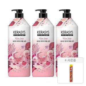 케라시스 퍼퓸 화이트 데이지 샴푸 1L, 3개 + 증정(2080 토탈케어 칫솔 일반모, 1개)