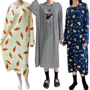 컴피 여성 긴팔 롱 스판 원피스 잠옷 홈웨어 실내복