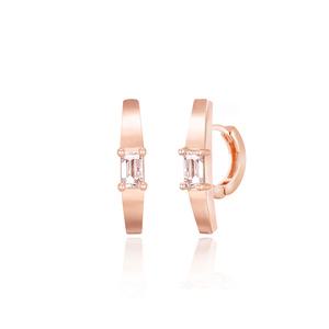 14K 심플 플렛 큐빅 귀걸이