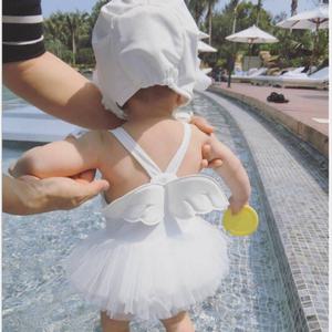 아기천사 귀염 수영복 모자세트