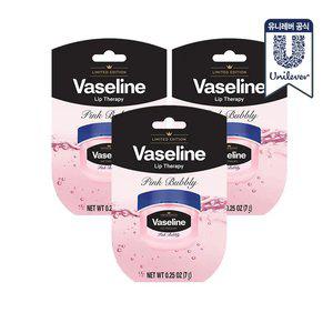 [유니레버공식] 바세린 미니 립밤 리미티드 에디션 핑크버블리 7g 3개