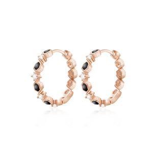 14K 엔틱 블랙 헥사곤 귀걸이