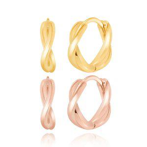 14K 두줄 꼬임 링 귀걸이