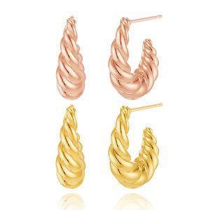 14K 볼드 웨이브 귀걸이