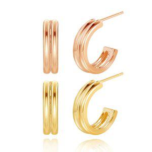 14K 심플 더블라인 귀걸이