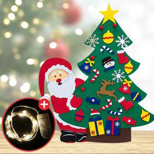 풀세트 나만의 DIY 펠트 크리스마스 트리 (전구+후크) 부직포 벽트리 꾸미기