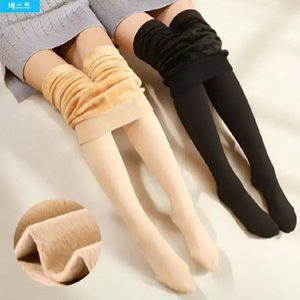 여성 겨울 기모 스타킹 레깅스 고탄력 팬티 레깅스 골지 니트 면 보정 학생 교복 검정