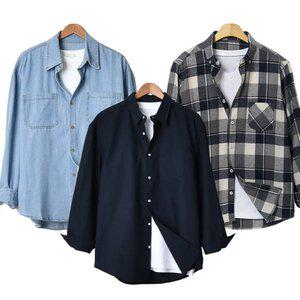 [95-140] 겨울 남자셔츠/기모/체크/빅사이즈/스트라이프/피그먼트/와이셔츠/골덴/청남