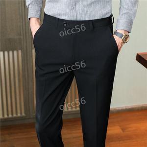 단색 정장 바지 슬림핏 스트레이트 비즈니스 스판 조거 9부 캐주얼 팬츠 남성 봄