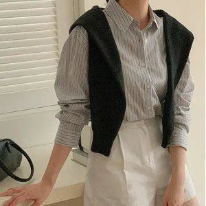 클로우 데일리 스트라이프 셔츠 봄 가을 데일리룩 출근룩