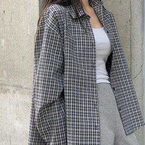 포켄 데일리 루즈핏 체크 셔츠 봄 가을 데일리룩 출근룩