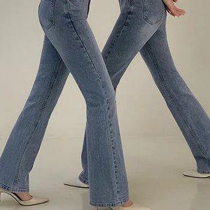 [케이클럽]올데이 워싱 중청 세미 부츠컷 데님 팬츠 봄 가을 데일리룩 데이트룩