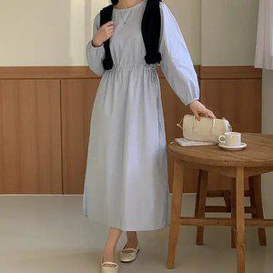 슬로우 스트링 긴팔 원피스 봄 가을 데일리룩 데이트룩