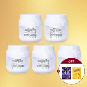 [탄력미백기미] 3.+2 에이지랩 스네일 뮤신 저자극 영양크림 50g (총5개) + 마스크팩