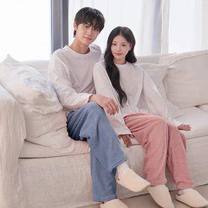 남여 커플 무지 수면 데일리 잠옷 극세사 바지 하의