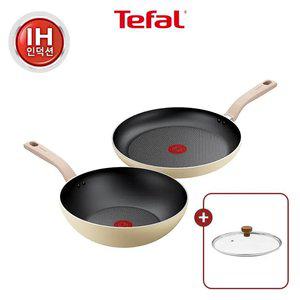 [테팔] 데이지 인덕션 프라이팬 2종(팬28+웍28)+우드뚜껑28