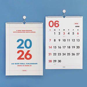 인디고 2026 기본 A3 벽걸이 달력 (대형 캘린더)