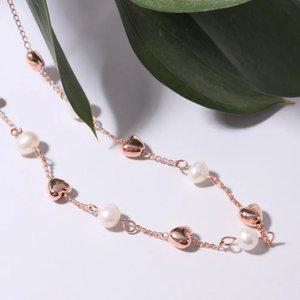 [루브르파리] 헤레시 담수진주 하트 목걸이(5mm) NA0578