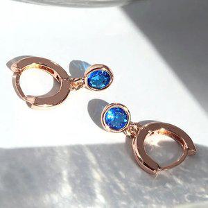 14k G.F 블루즈 사파이어 원터치 링 귀걸이 EA2299