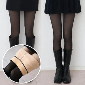 착시 스타킹 기모 겨울 검정 팬티스타킹 여성 시스루 페이크 방한 유발 보정