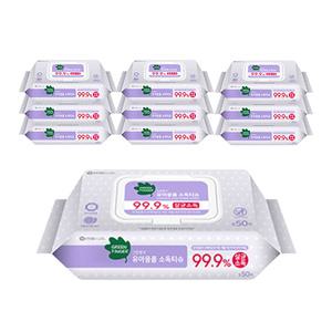 그린핑거 유아용품 소독 물티슈, 캡형, 50매, 10입, 1개