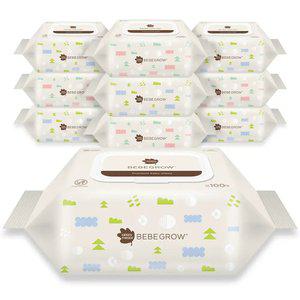 [그린핑거] 베베그로우 물티슈, 캡형, 100매, 10입, 1개