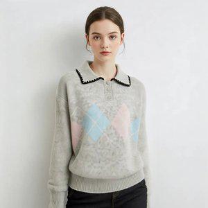 [샐리] 배색다이아패턴카라니트_I5D-CKN027