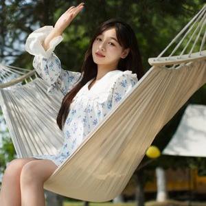 와이드형 더블 빈티지 캔버스 캠핑 해먹 풀세트 아웃도어 야전 침대 뒤집힘방지 튜브