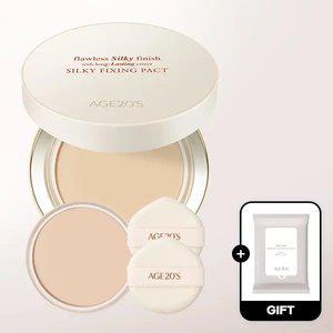 (40%+7%묶음할인/+클렌징티슈)에이지투웨니스 실키 픽싱 팩트 본품+리필