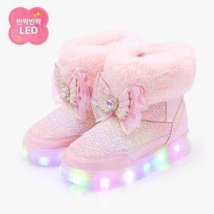 [키펀트] LED 레인보우 하트윙 여아 겨울 털 부츠
