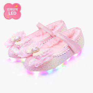 [키펀트] LED 러브윙 엔젤 펄 여아 겨울 털 구두